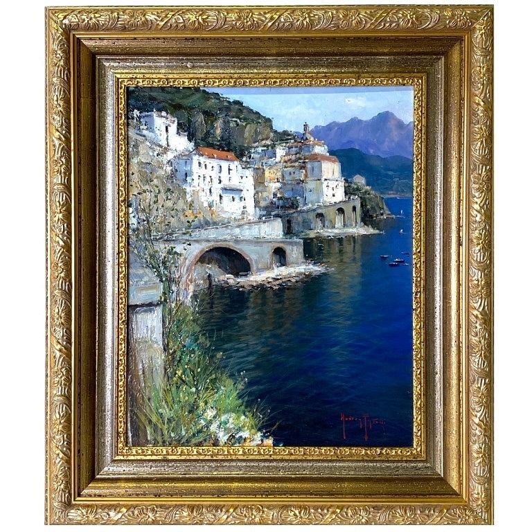 Appraisal: ANDREA PATRISI Oil Painting on Board Atrani ANDREA PATRISI Oil