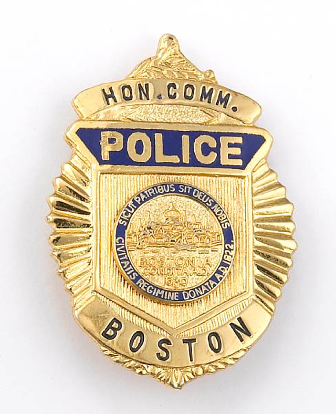 Appraisal: An honorary Commission Boston Police badge given to Steve McQueen