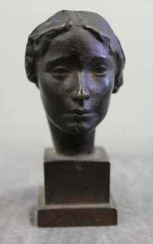 Appraisal: Small Bronze Bust of a Woman Signed Victor Salvatore and