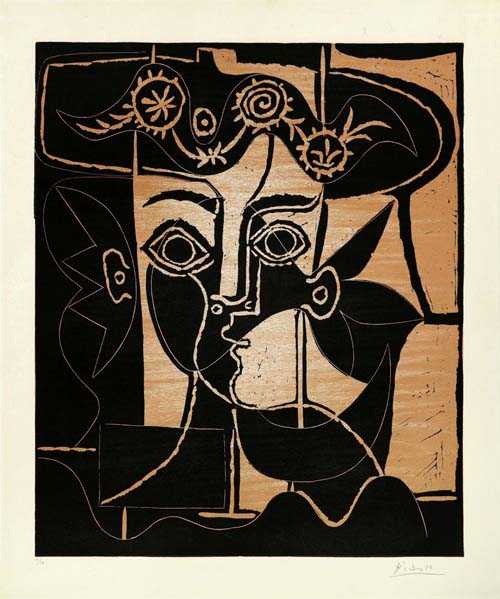 Appraisal: PICASSO PABLO Grand t te de femme au chapeu orn