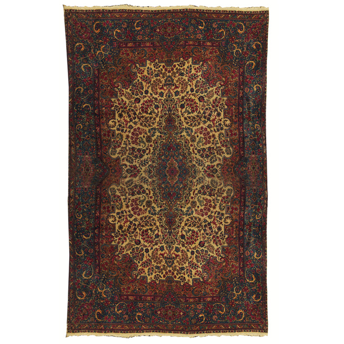 Appraisal: Persian Kerman rug c floral pattern on a cream field