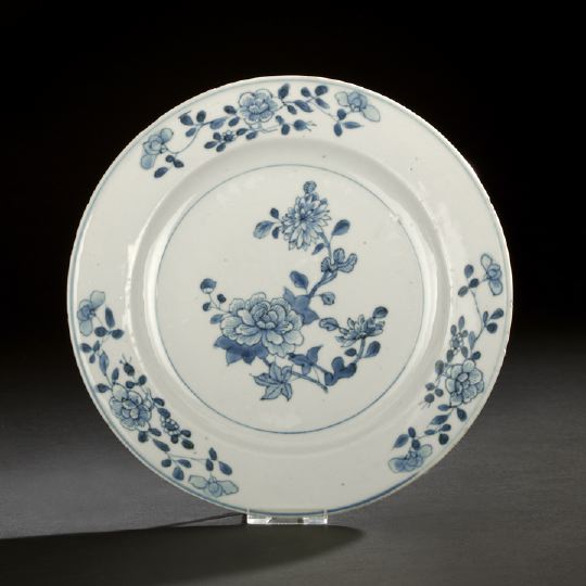 Appraisal: Chinese Export Blue and White Porcelain Dish Qianlong Reign -