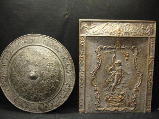 Appraisal: Metal Reliefs possibly an old shield The other a fire