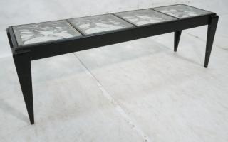 Appraisal: Italian Style Ebonized Glass Block Cocktail Table Italian Style Ebonized