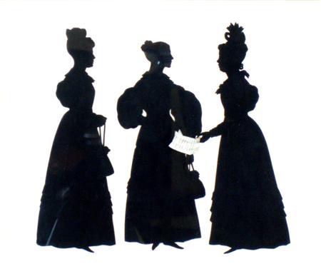 Appraisal: An early th century silhouette group By August Edouart decorated