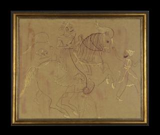 Appraisal: Indian School The Maharajah on His Horse th c pen