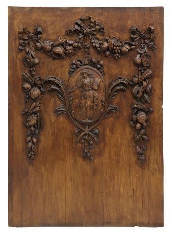 Appraisal: Neoclassical carved oak wall panel with ribbon bows festoons with