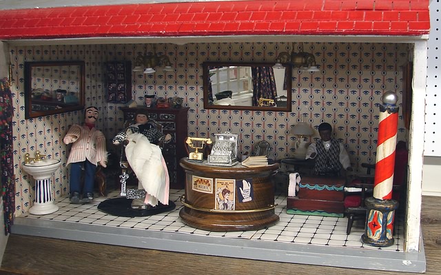 Appraisal: Building Barbershop or Tonsorial Salon Doll artist dollhouse dolls items