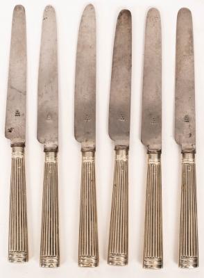 Appraisal: A set of six George III silver handled knives Moses