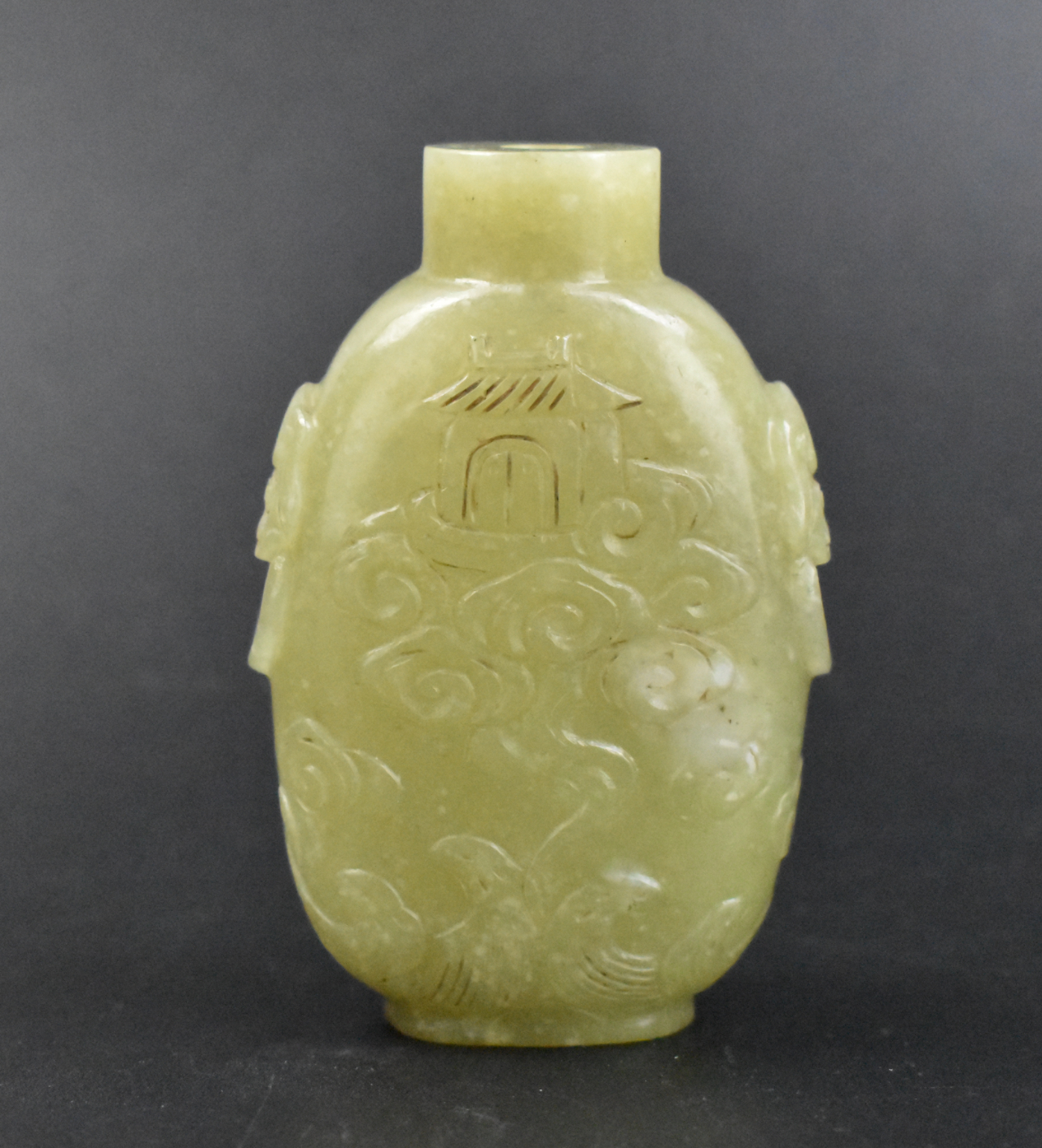 Appraisal: A Chinese yellow jade carved snuff bottle with figure Late