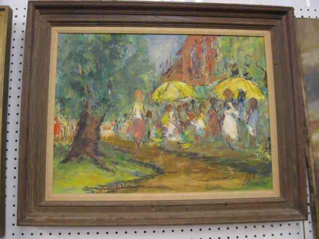 Appraisal: Mickelson Impressionist Street Scene oil on canvas image area ''