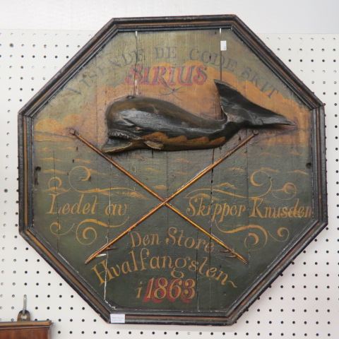 Appraisal: Trade Sign whale harpoon decor octagonal