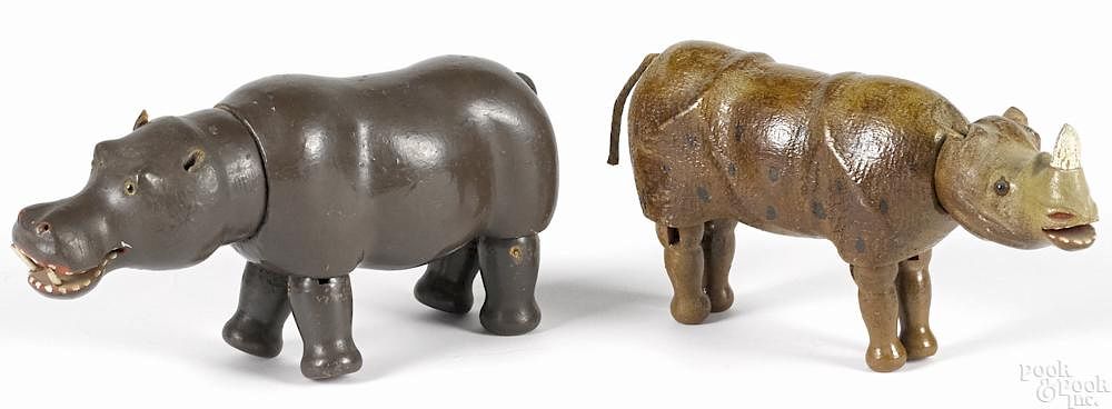 Appraisal: Two Schoenhut painted wood animals with glass eyes to include