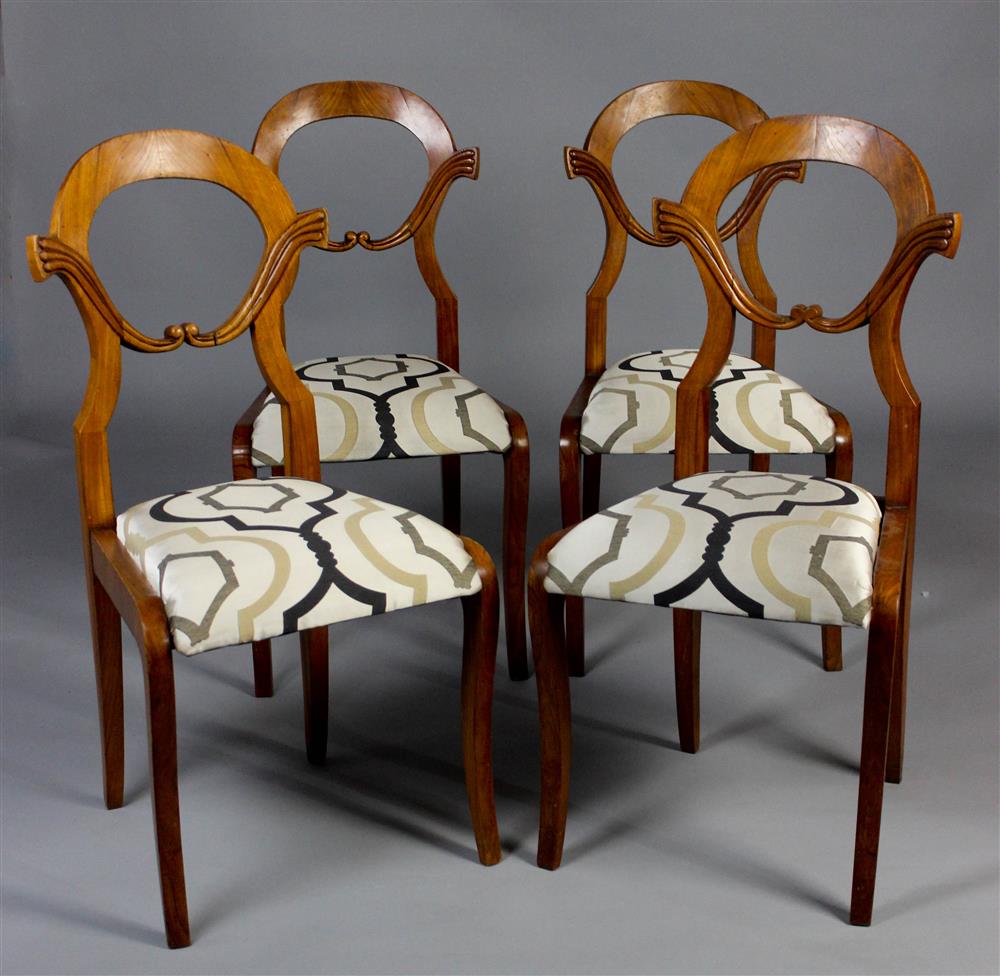 Appraisal: SET OF FOUR FRUITWOOD POSSIBLY PECAN BIEDERMEIER DINING SIDE CHAIRS