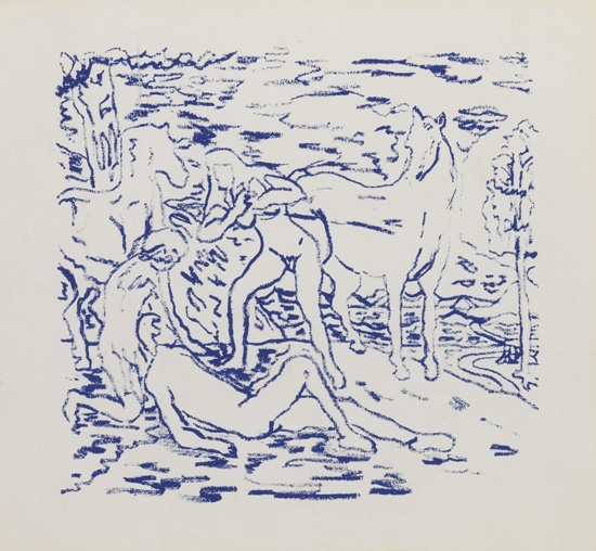 Appraisal: BOB THOMPSON - Untitled Lithograph printed in blue x mm