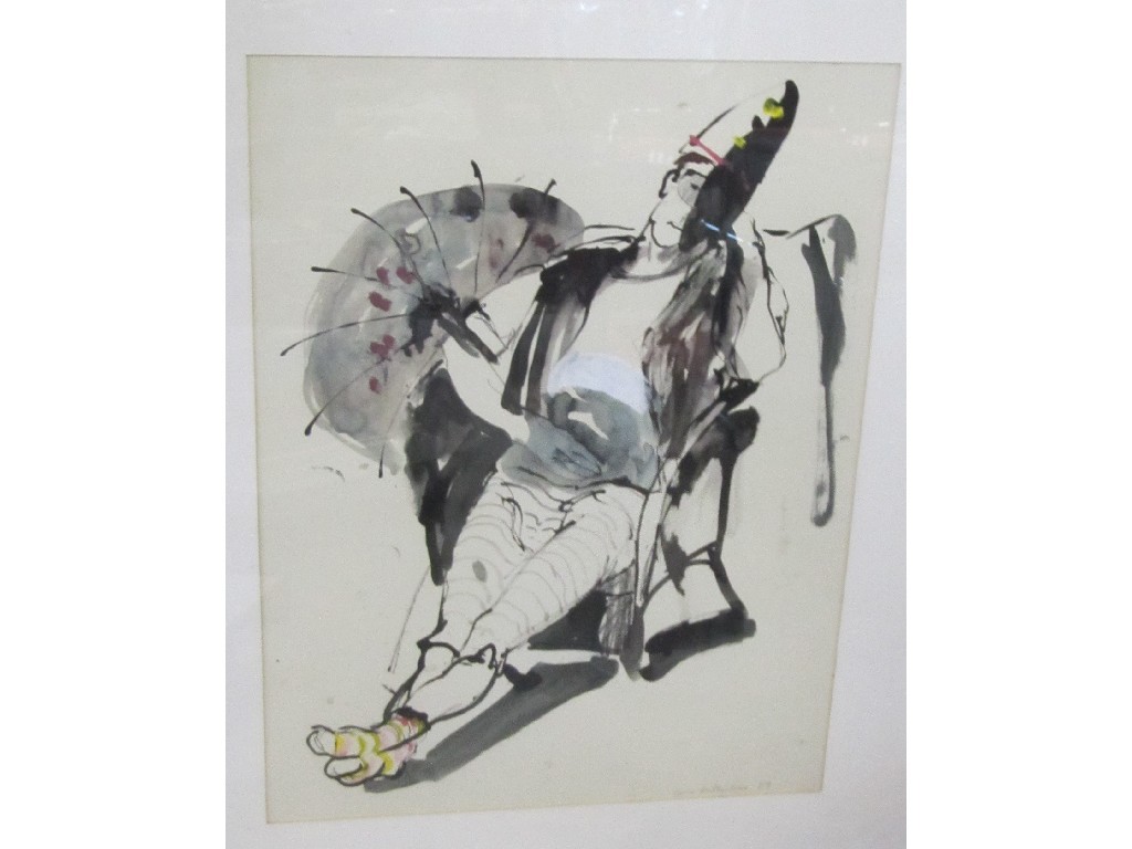 Appraisal: GINO BALLANTYNE Brush drawing 'Sleeping Pierrot' signed and dated '