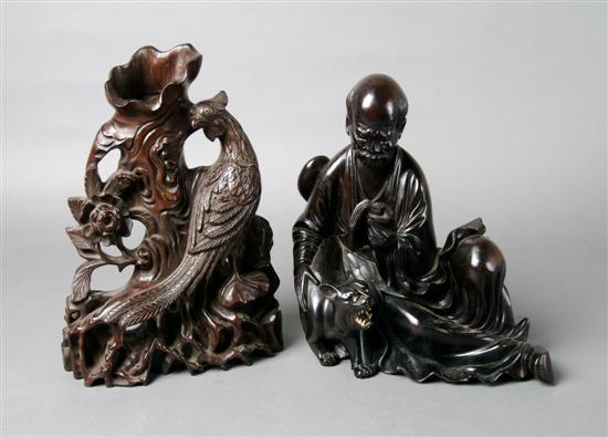 Appraisal: A Group of Two Chinese Wood Carvings Height of tallest