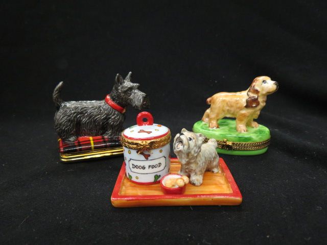 Appraisal: Figural Dog Porcelain Trinket Boxes Limoges other most all excellent