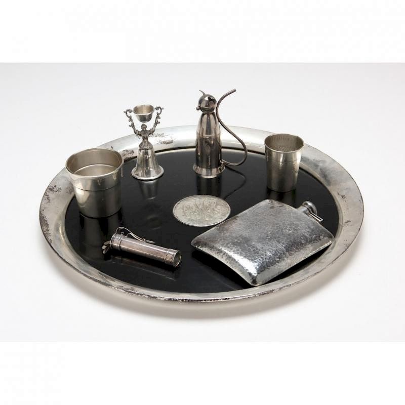 Appraisal: Seven Assorted Silver Drinking Cocktail Accessories including a sterling rimmed