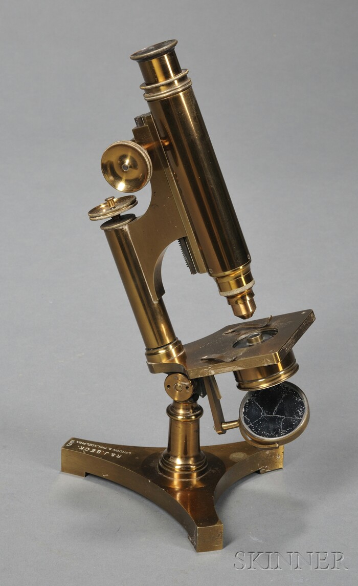 Appraisal: Lacquered Brass Monocular Microscope R J Beck London and Philadelphia