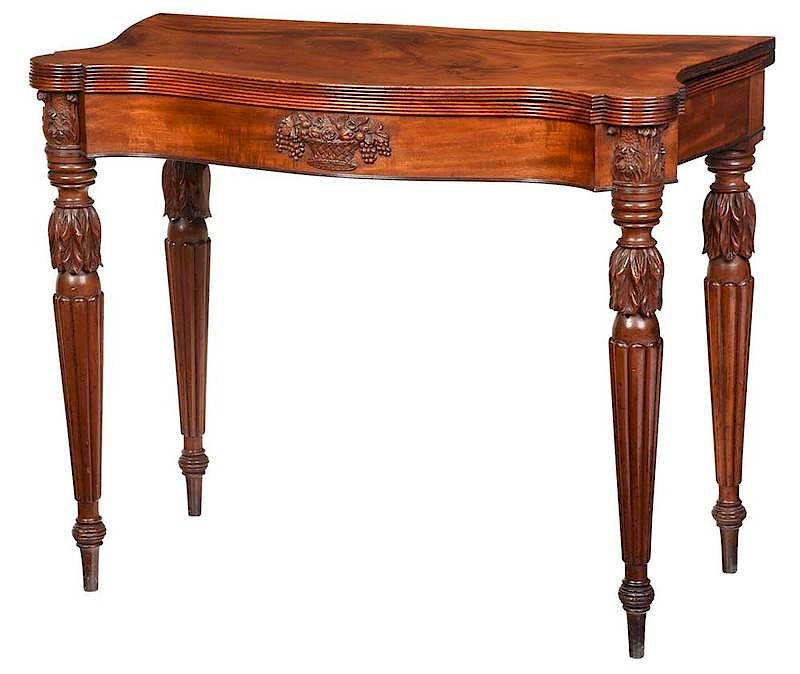 Appraisal: Massachusetts Federal Carved Mahogany Card Table Salem - carving attributed