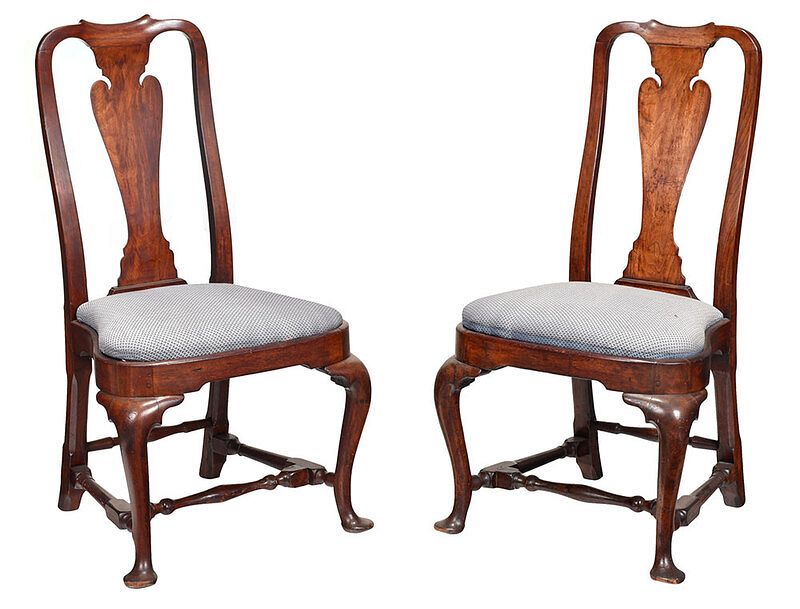 Appraisal: Pair American Queen Anne Mahogany Side Chairs New England th