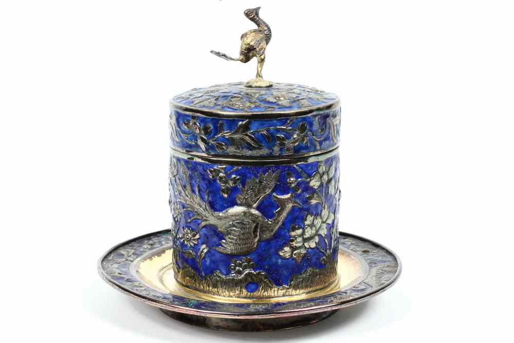 Appraisal: COVERED JAR AND STAND - Chinese export silver covered jar