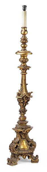 Appraisal: A Baroque style carved wood pricket now mounted as a