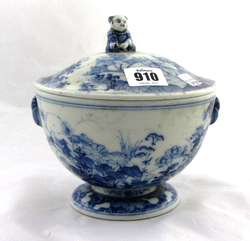 Appraisal: A Japanese blue and white bowl and cover probably Seto