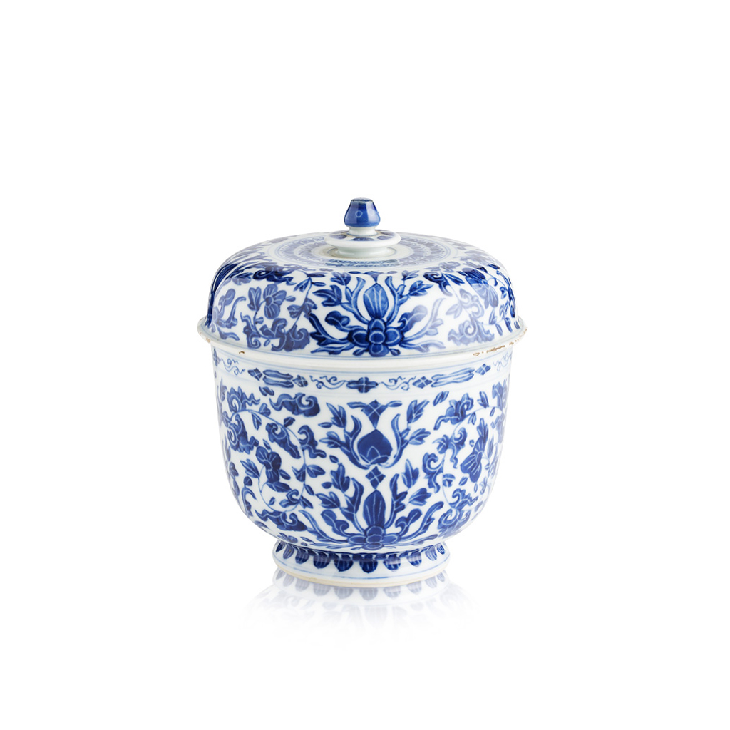 Appraisal: BLUE AND WHITE JAR AND COVER KANGXI PERIOD of circular