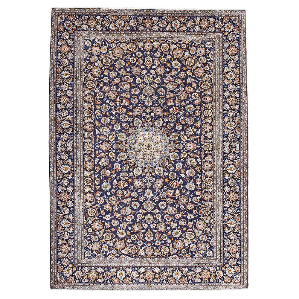 Appraisal: KASHAN CARPET CENTRAL PERSIA MODERN the indigo field with light