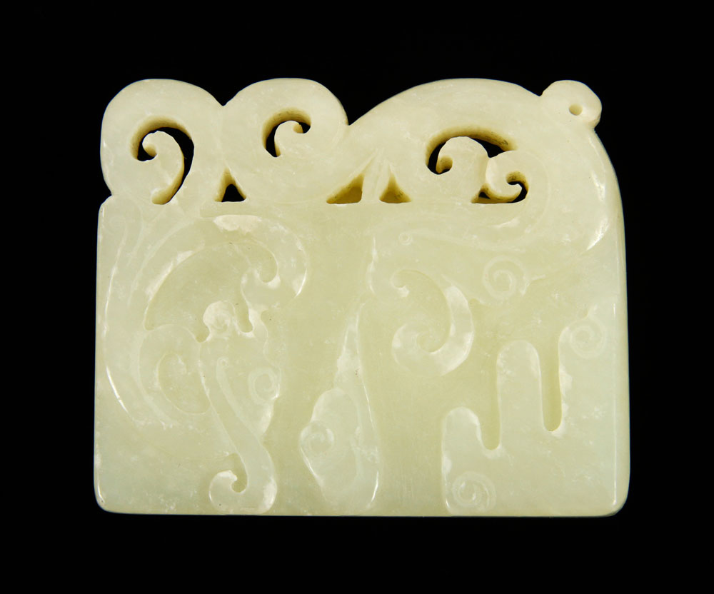 Appraisal: - Chinese White Jade Dragon Pendant Chinese carved white jade