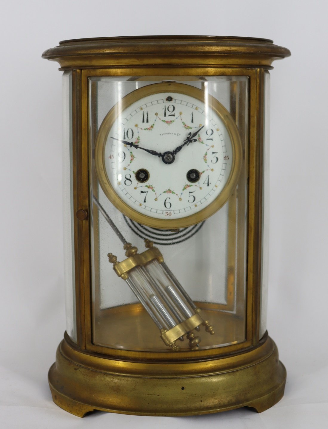 Appraisal: Tiffany And Co Gilt Metal Carriage Style Clock Nice with