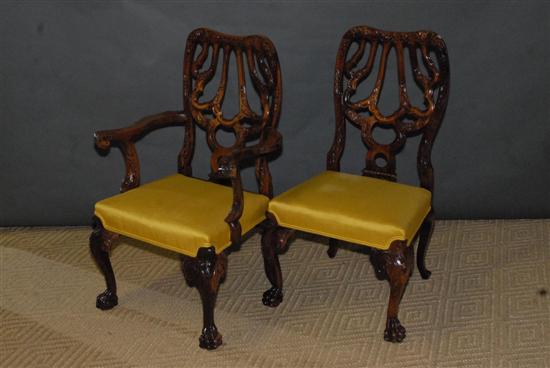 Appraisal: SET OF TWELVE DINING CHAIRS Georgian style carved dning chairs