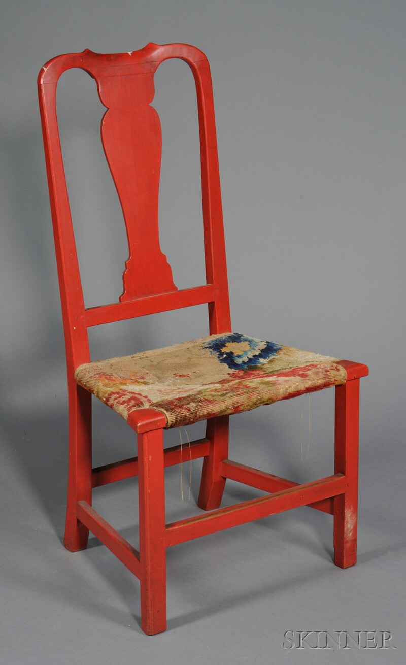 Appraisal: Red-painted Queen Anne Side Chair New England mid- th century