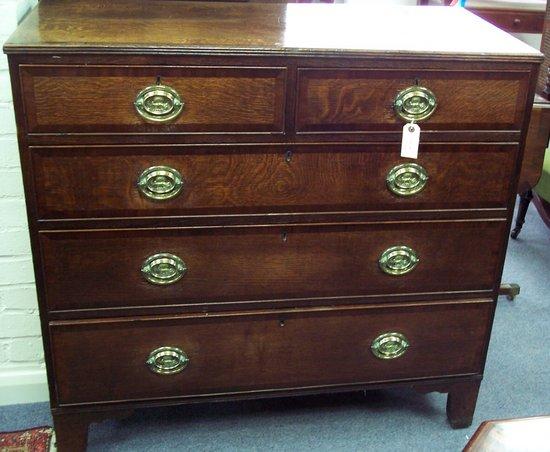 Appraisal: An early th Century oak chest fitted three long and