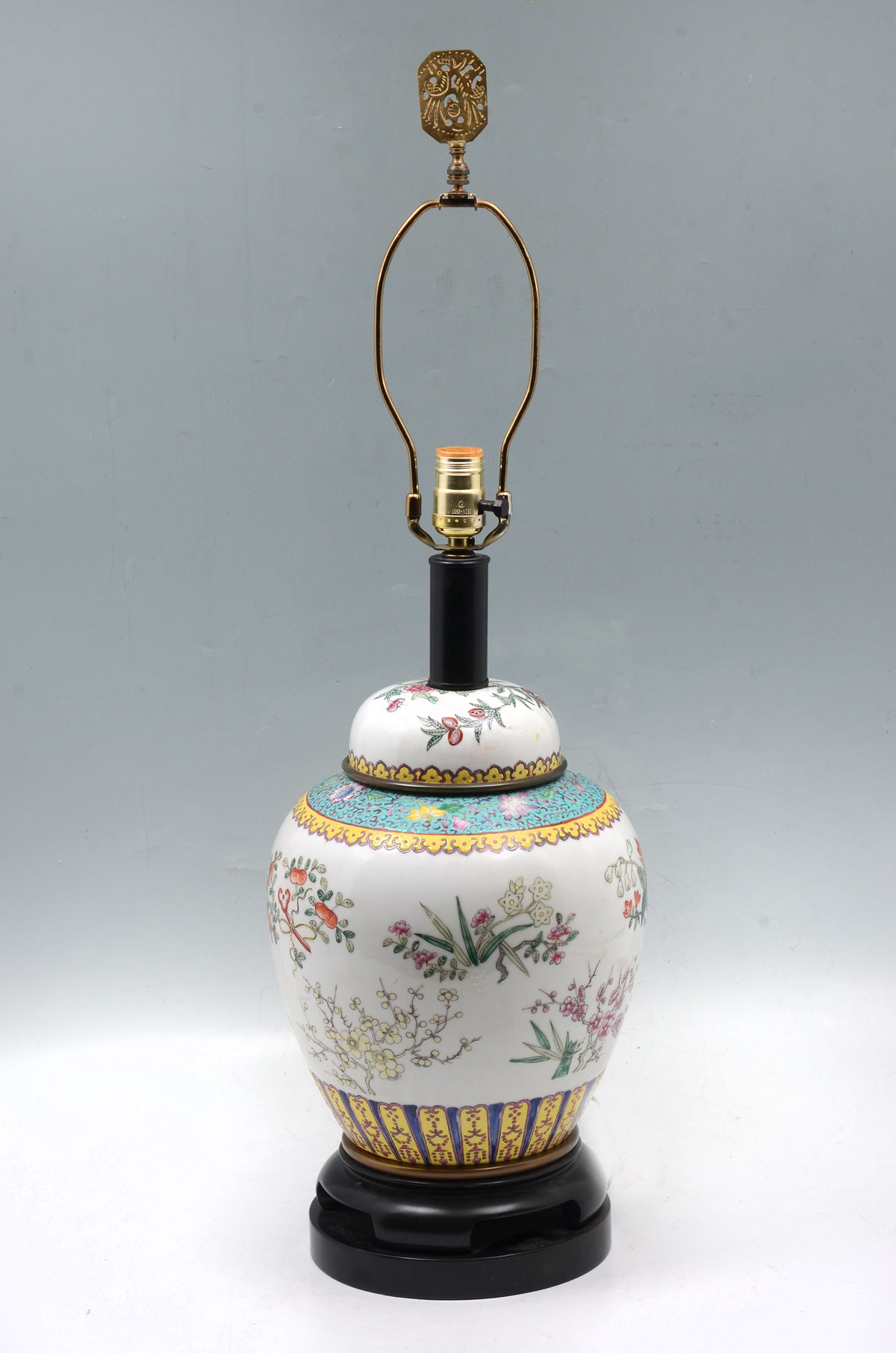 Appraisal: CHINESE FAMILLE ROSE GINGER JAR LAMP Chinese Famille Rose ginger