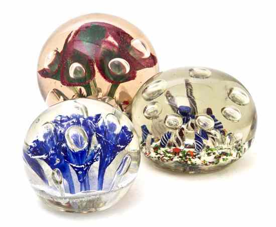 Appraisal: A Collection of Three Oversized Glass Paperweights each with internal