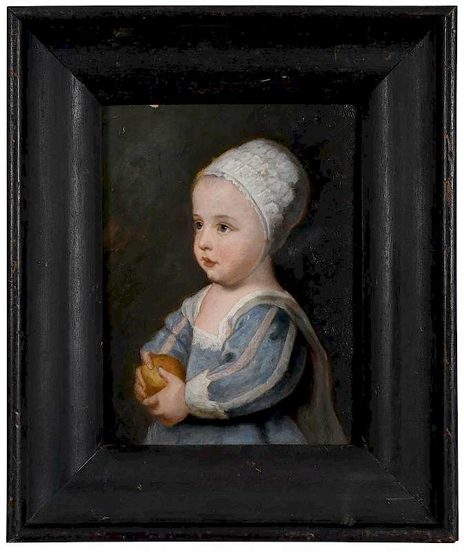 Appraisal: Continental School th century Young Girl with an Orange unsigned