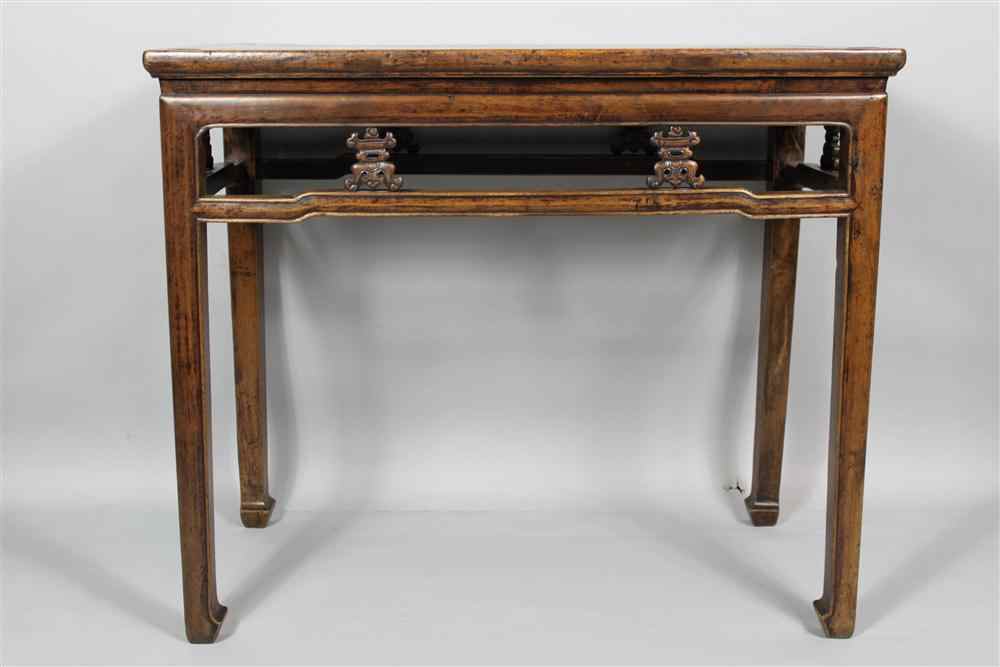 Appraisal: CHINESE HARDWOOD ALTAR TABLE the rectangular top set above a