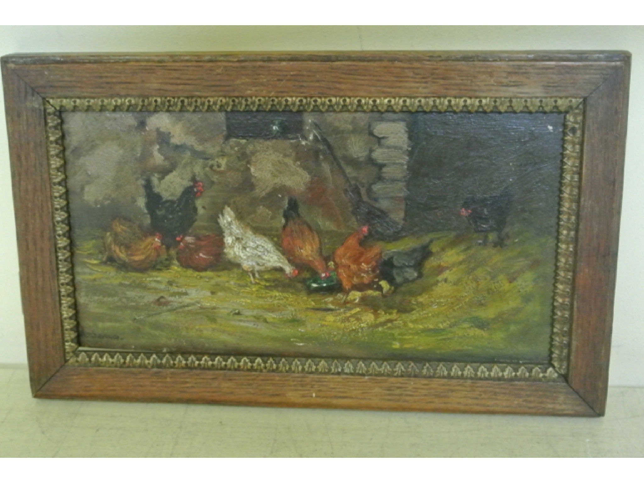 Appraisal: A late th century oil painting on board showing poultry