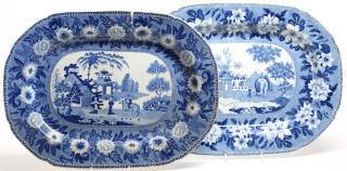 Appraisal: Rogers Sons Transferware Meat Platters ca The oversize blue and