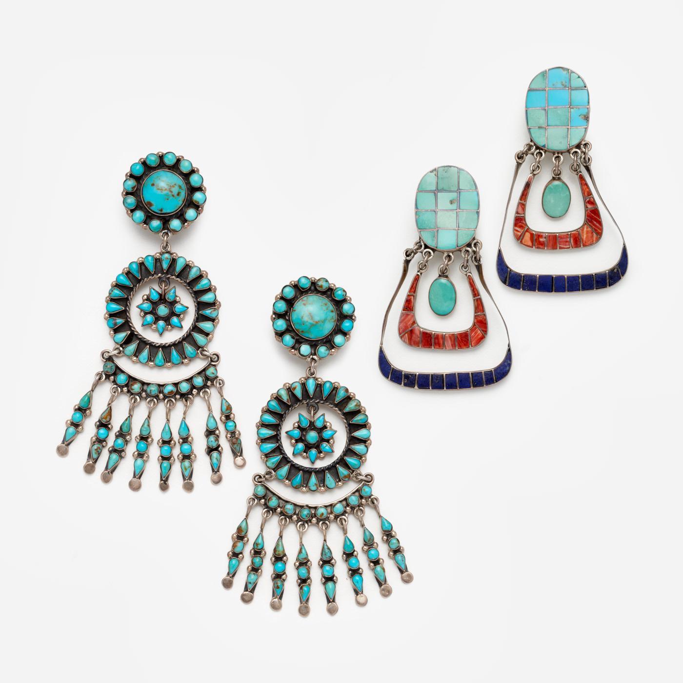 Appraisal: FEDERICO JIMENEZ TWO PAIRS OF EARRINGS Federico Jimenez Oaxaca Mexico