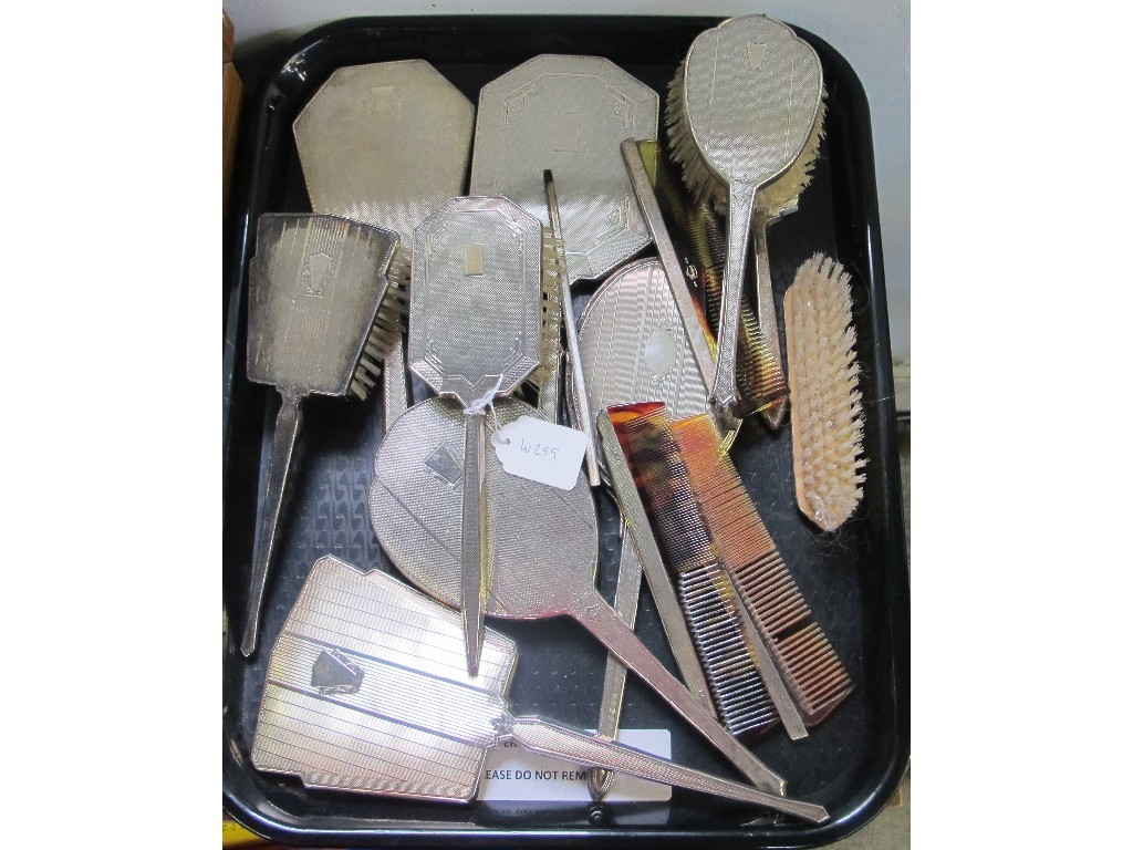 Appraisal: Tray lot of assorted silver mirrors brushes etc