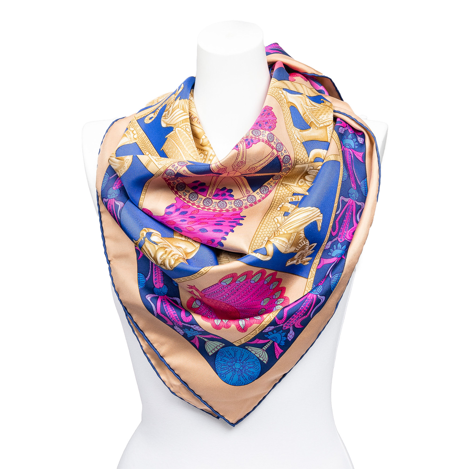 Appraisal: AN HERMES TORANA SCARF Navy purple and multicolor Hermes cm