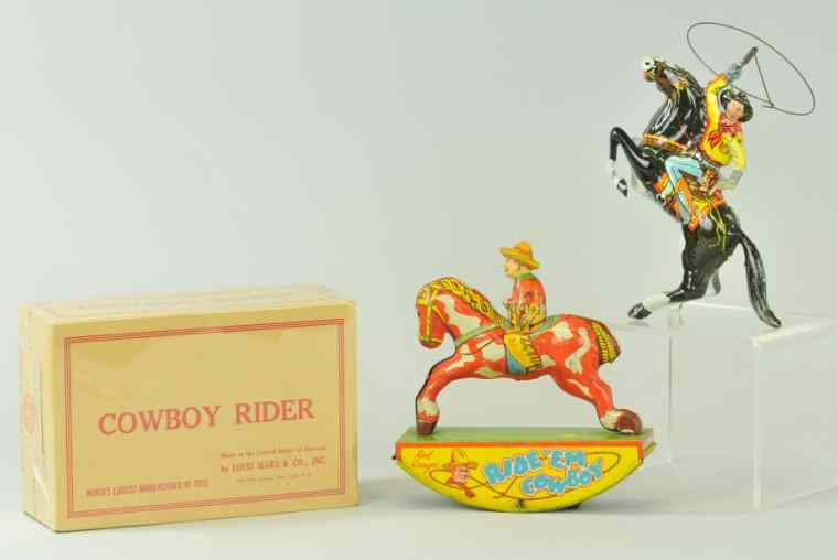 Appraisal: TWO COWBOY RIDER TOYS Includes Marx Cowboy Rider black horse