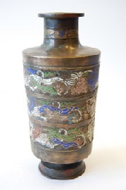 Appraisal: THC CHINESE BRONZE CHAMPLEVE VASE