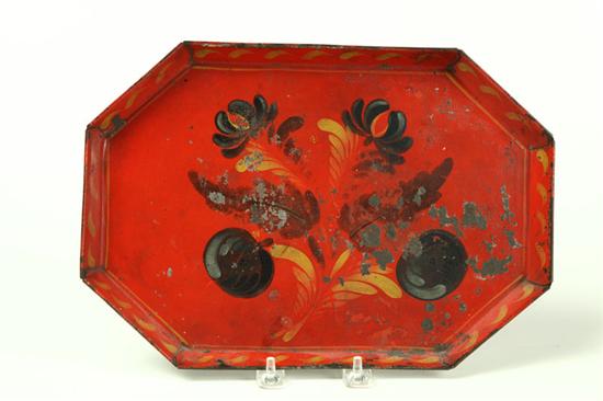 Appraisal: RED TOLE TRAY American nd quarter- th century Octagonal with