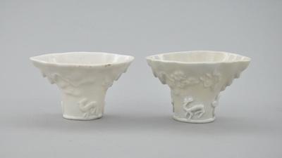 Appraisal: A Pair of Chinese Porcelain Libation Cups Each approx -