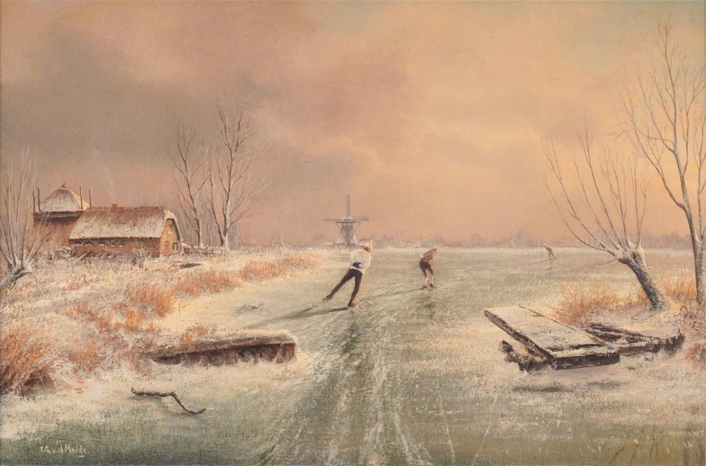 Appraisal: JACOBUS LEONARDUS VAN DER MEIDE DUTCH - SKATERSoil on canvas